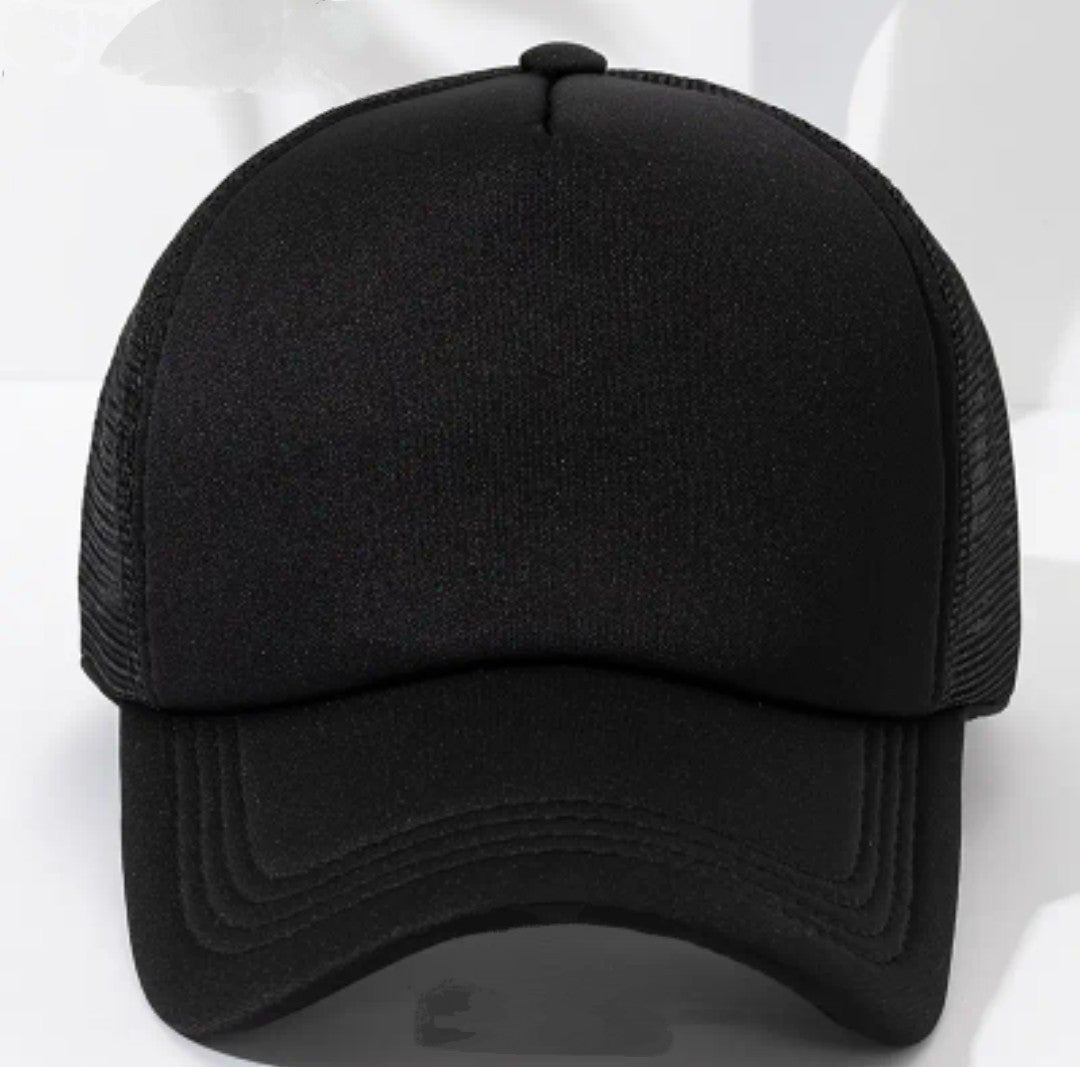 Premium black trucker hat with mesh back and curved brim for stylish outdoor wear